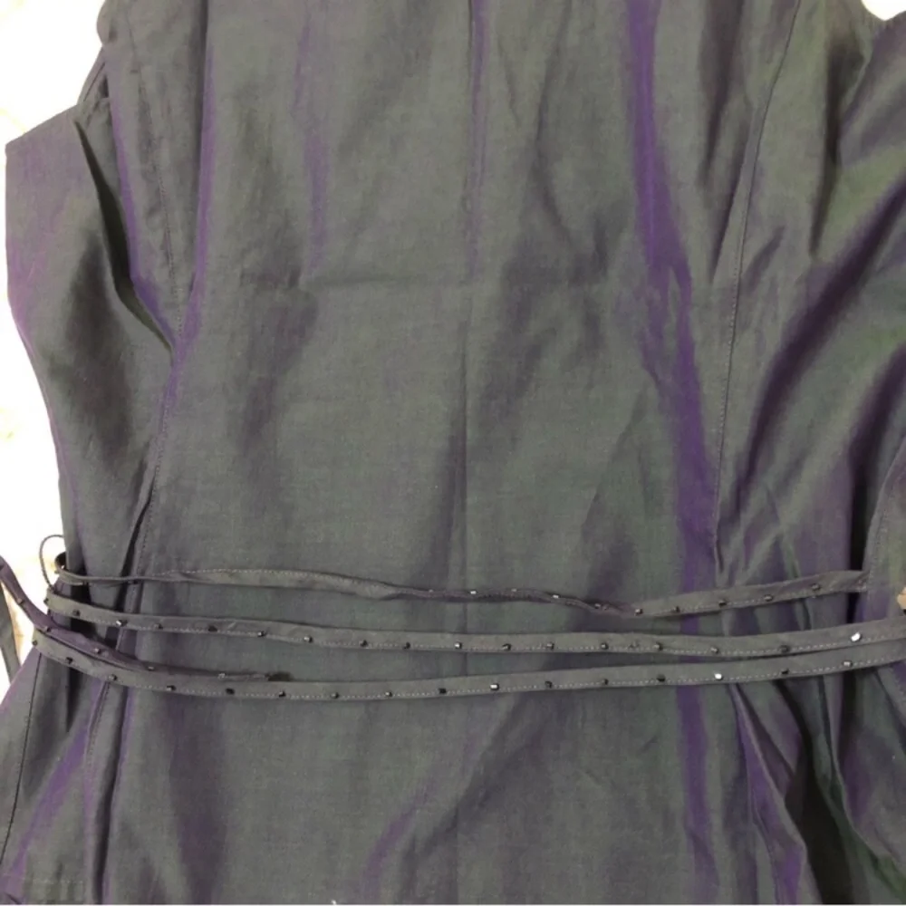 LOFT Ann Taylor Cotton Iridescent Sleeveless Wrap Around Blouse Collared Shirt - Picture 9 of 15